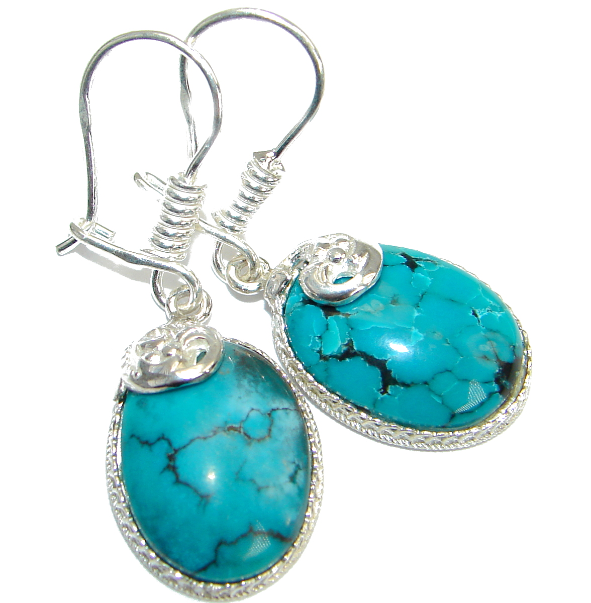 Genuine Beauty Turquoise .925 Sterling Silver handmade earrings