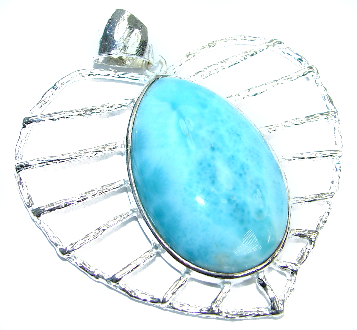 Flawless amazing quality Larimar .925 Sterling Silver handmade pendant