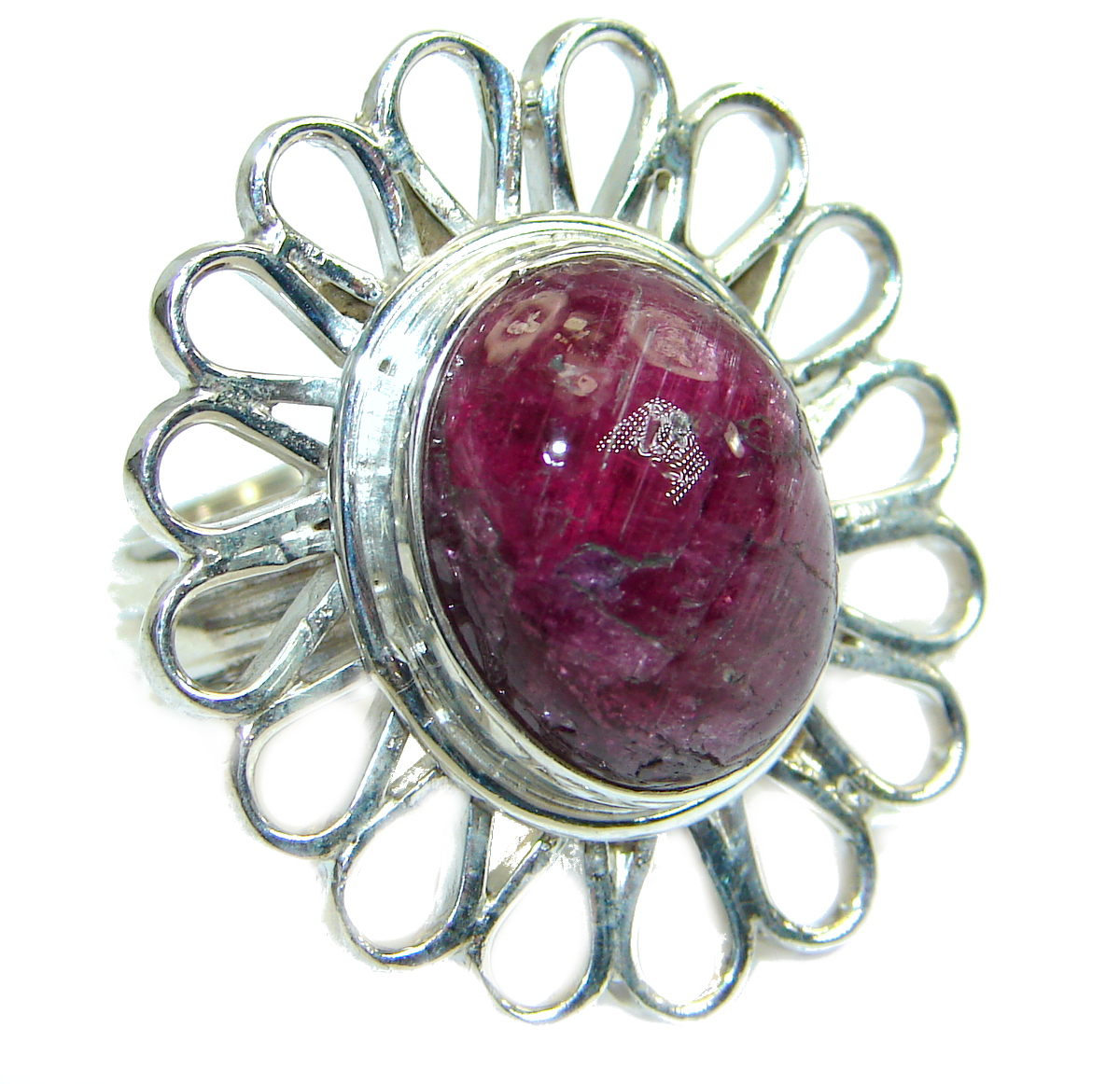 Simple Style Ruby .925 Sterling Silver ring; s. 7 1/2