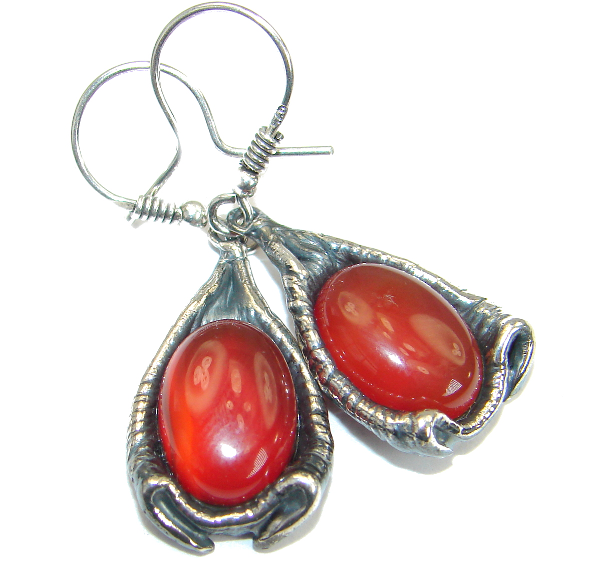 Sublime Orange Carnelian .925 Sterling Silver handmade earrings