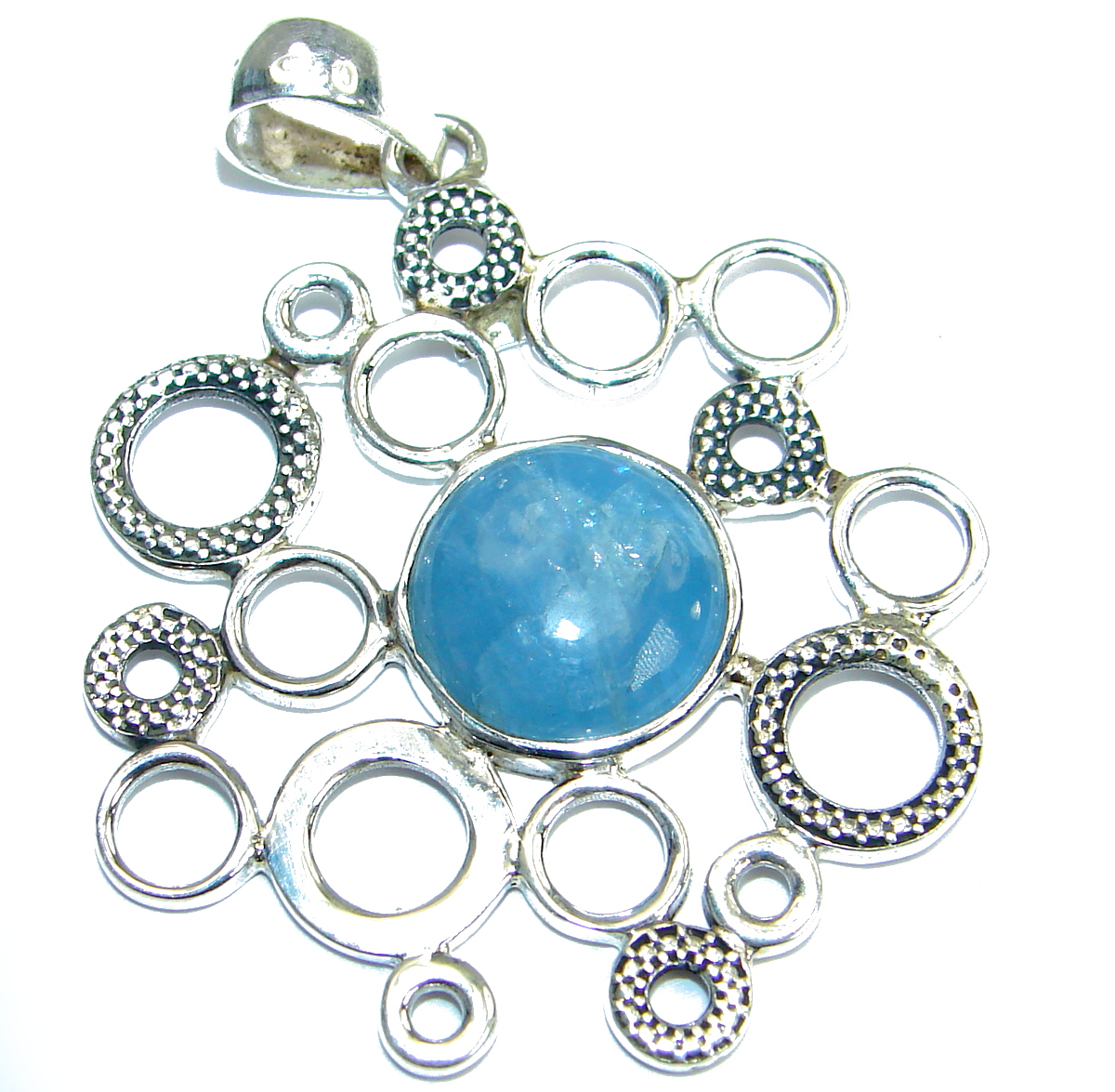 Genuine Aquamarine .925 Sterling Silver handmade Pendant