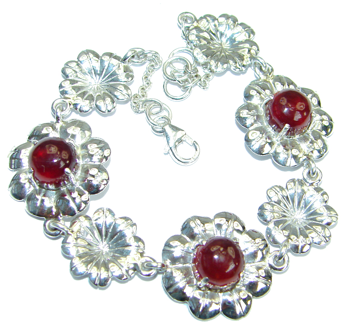 New Concept genuine Garnet .925 Sterling Silver handmade Bracelet