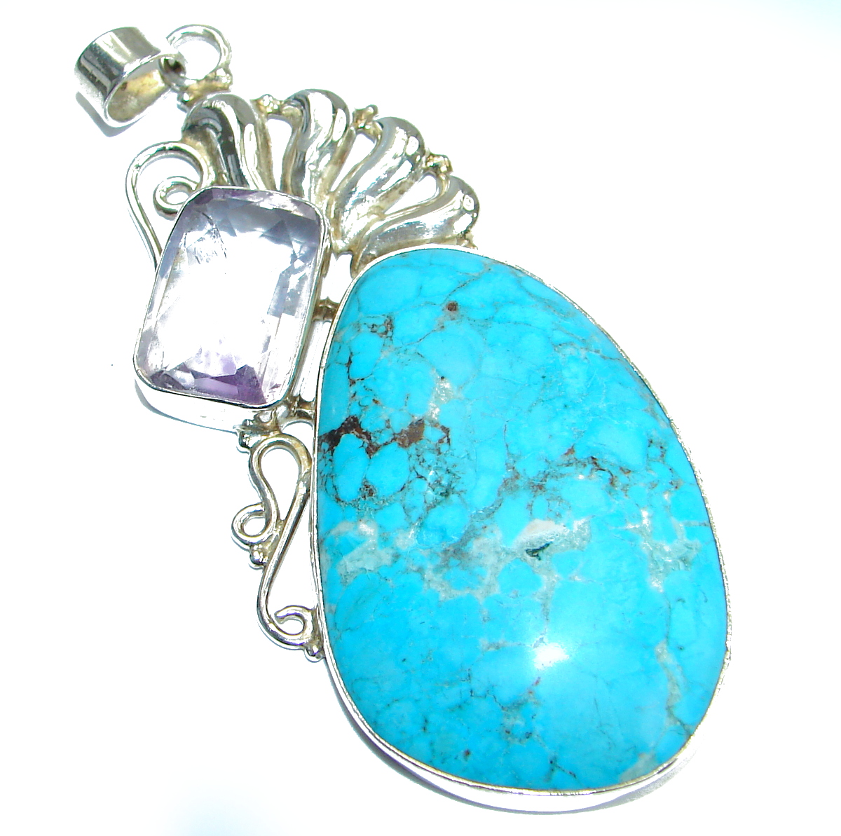 Genuine Purple Turquoise .925 Sterling Silver handcrafted Pendant