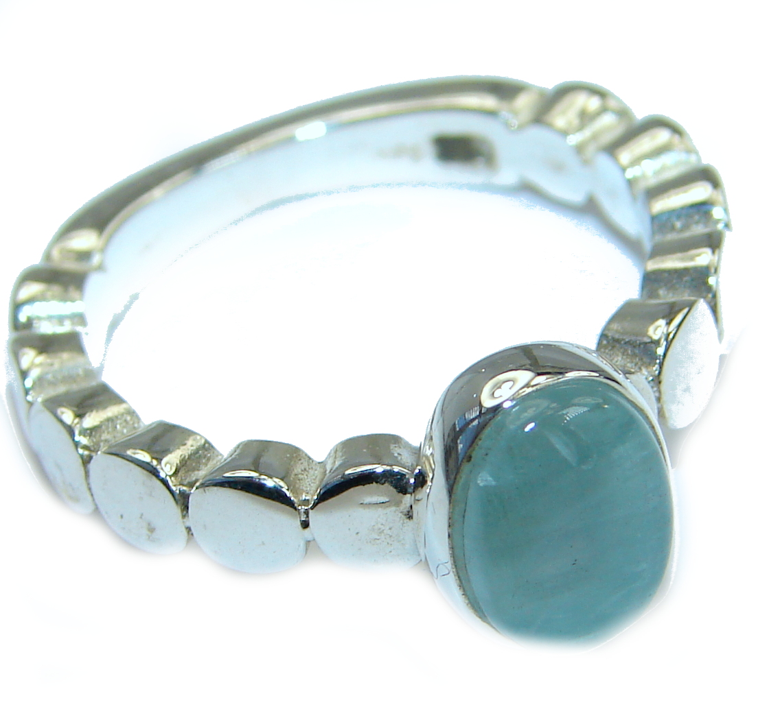 Passiom Fruit Natural Aquamarine Rhodium over Sterling Silver Ring s. 5 1/2