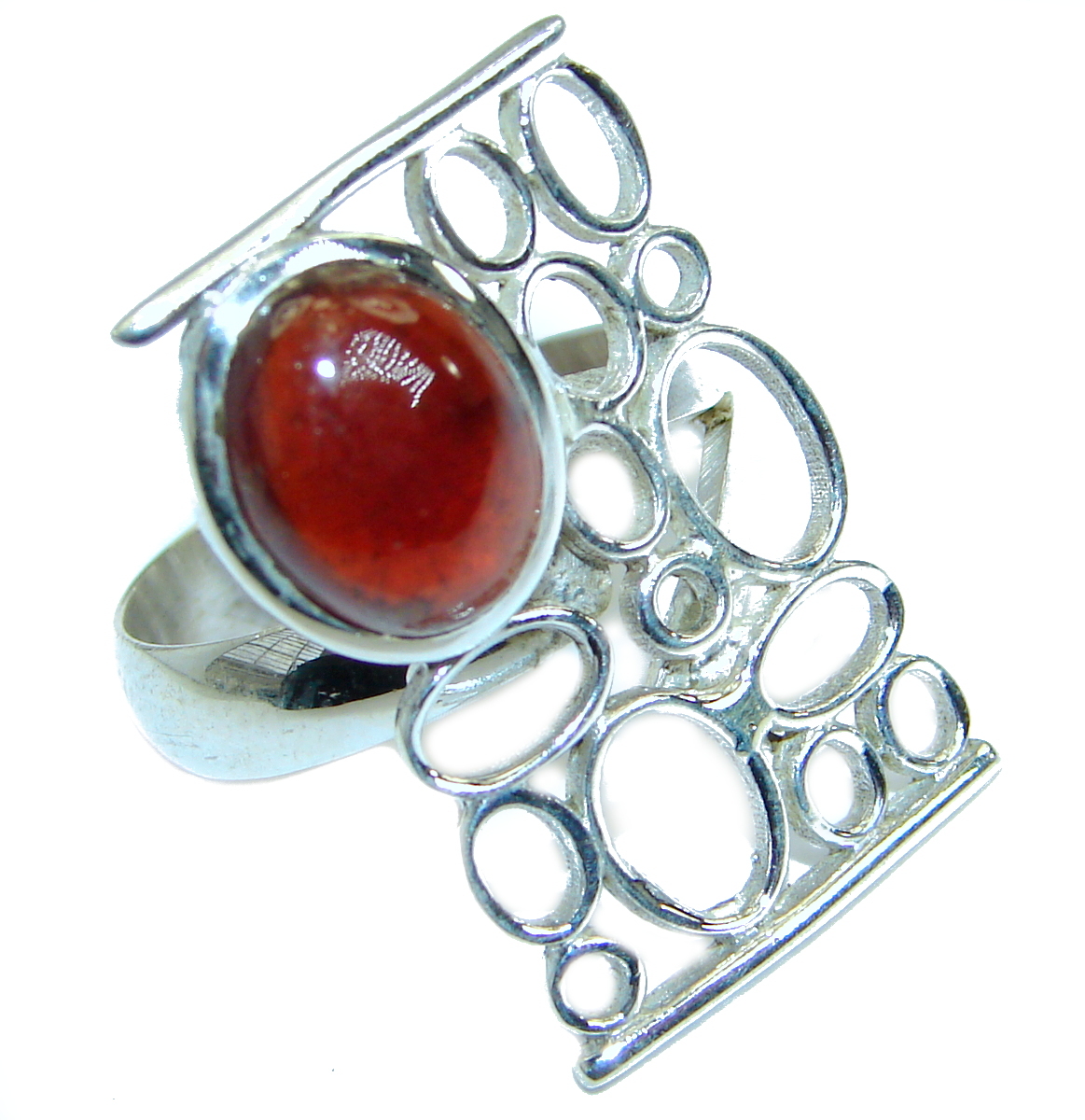 Authentic Ruby .925 Sterling Silver handmade Ring s. 7 adjustable
