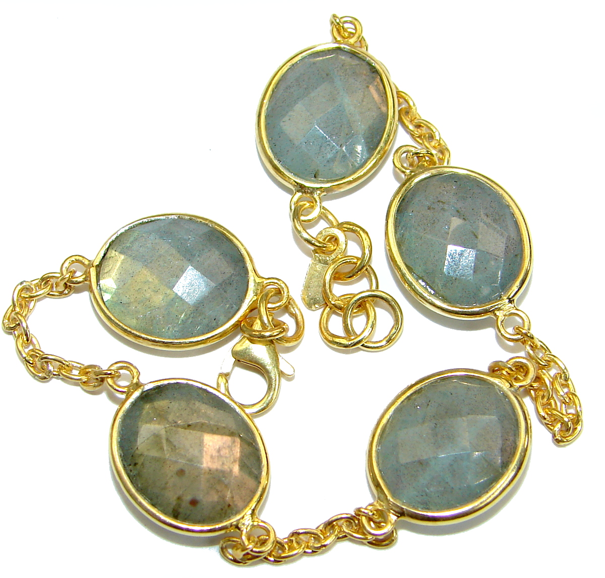 The Highest Quality Fire Labradorite .925 Sterling Silver handcrafted Bracelet