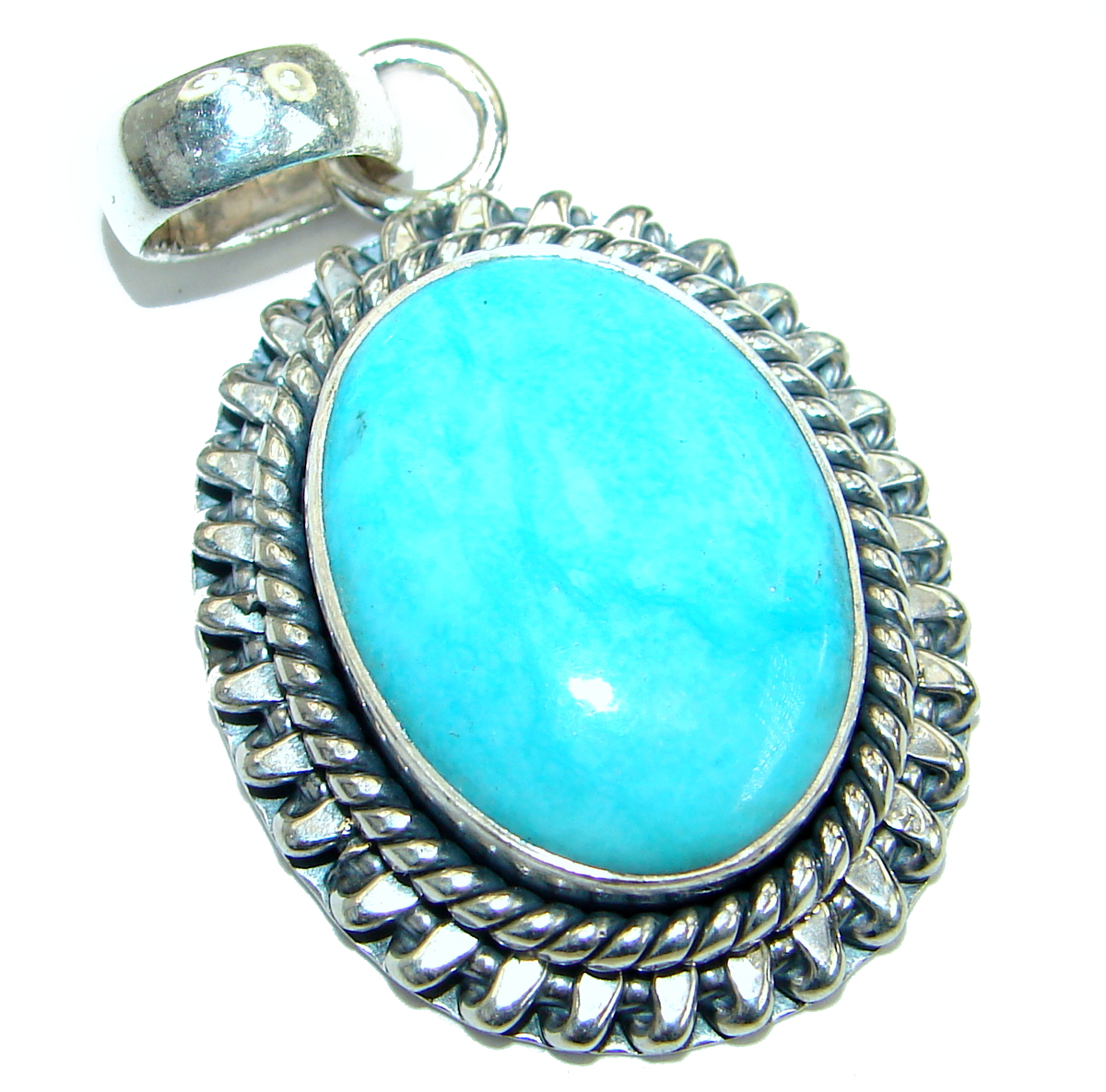 Exquisite Sleeping Beauty Turquoise .925 Sterling Silver handmade Pendant