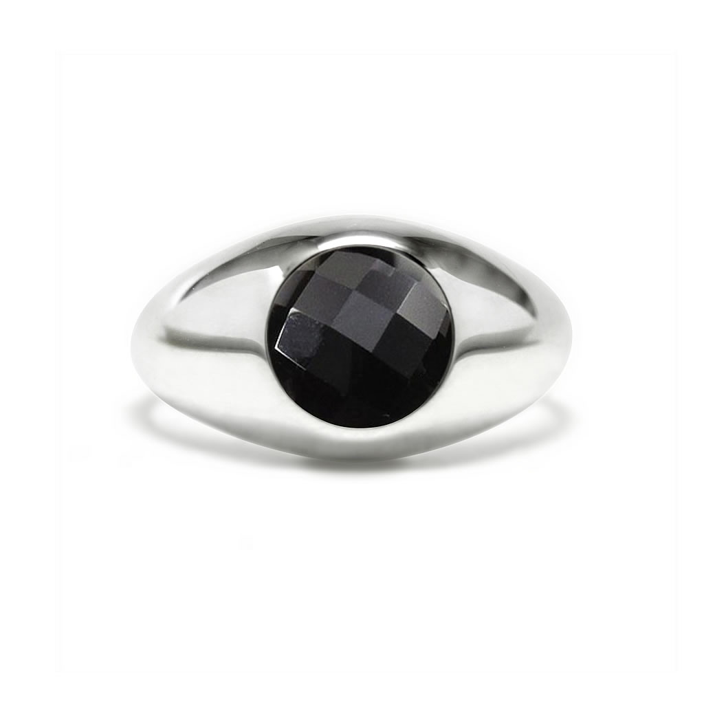 Charming signet ring in sterling silver with a black onyx