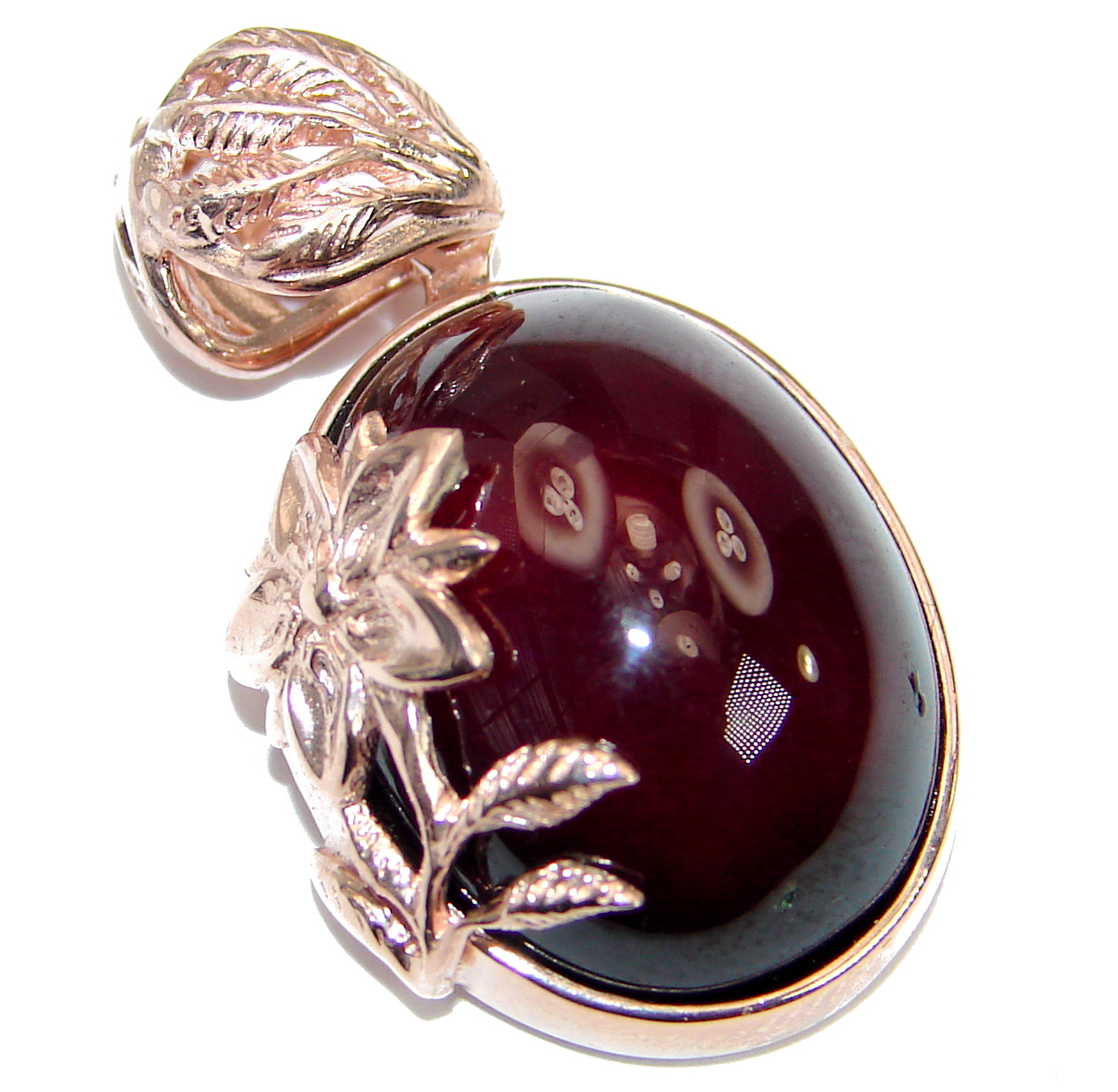Beautiful genuine 60ct Garnet 18ct Rose Gold over .925 Sterling Silver handcrafted Pendant