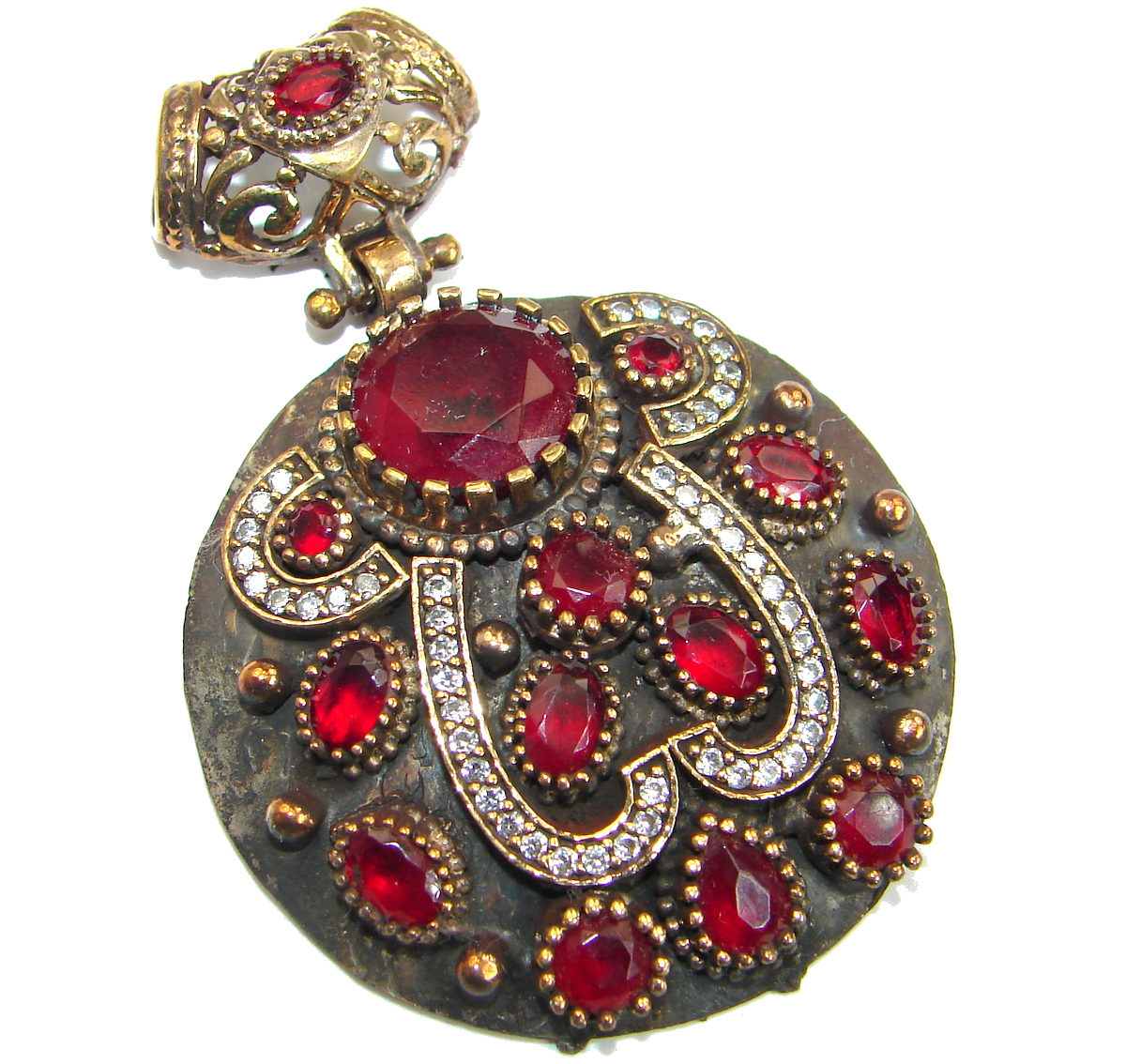 Vintage Design created Ruby .925 Sterling Silver handcrafted Pendant