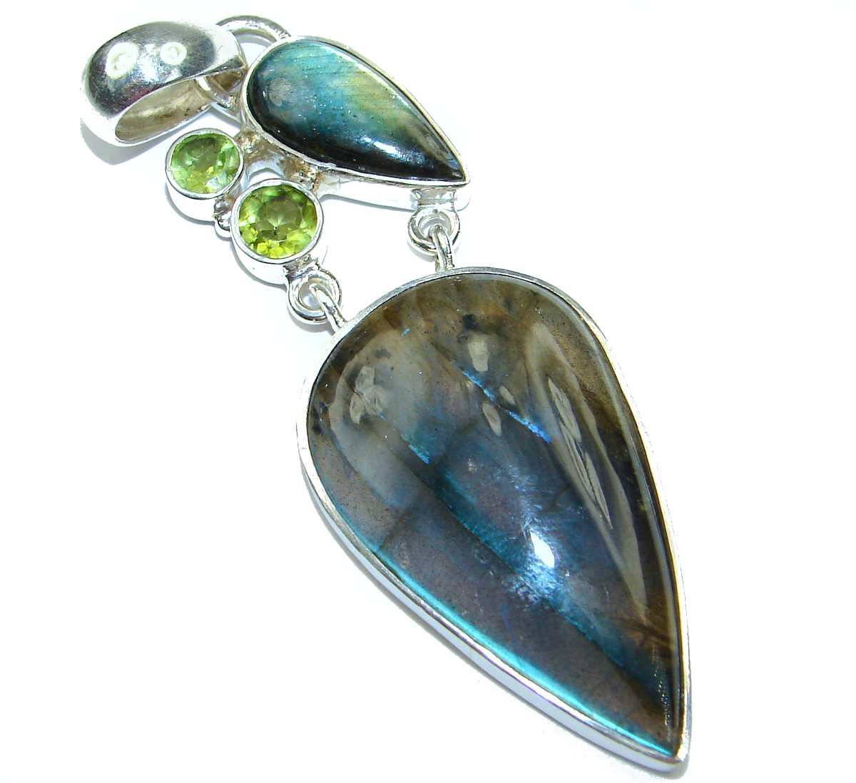 Best Quality Genuine Fire Labradorite .925 Sterling Silver handmade Pendant