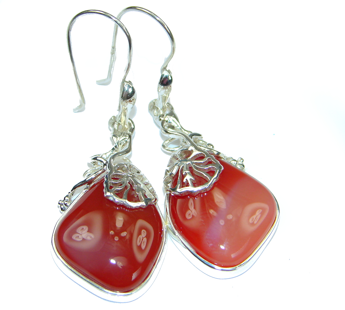 Sublime Orange Carnelian .925 Sterling Silver handmade earrings