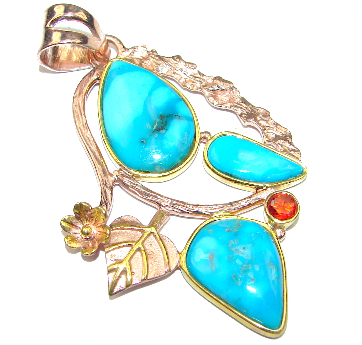 Exquisite Sleeping Beauty Turquoise .925 Sterling Silver handmade Pendant