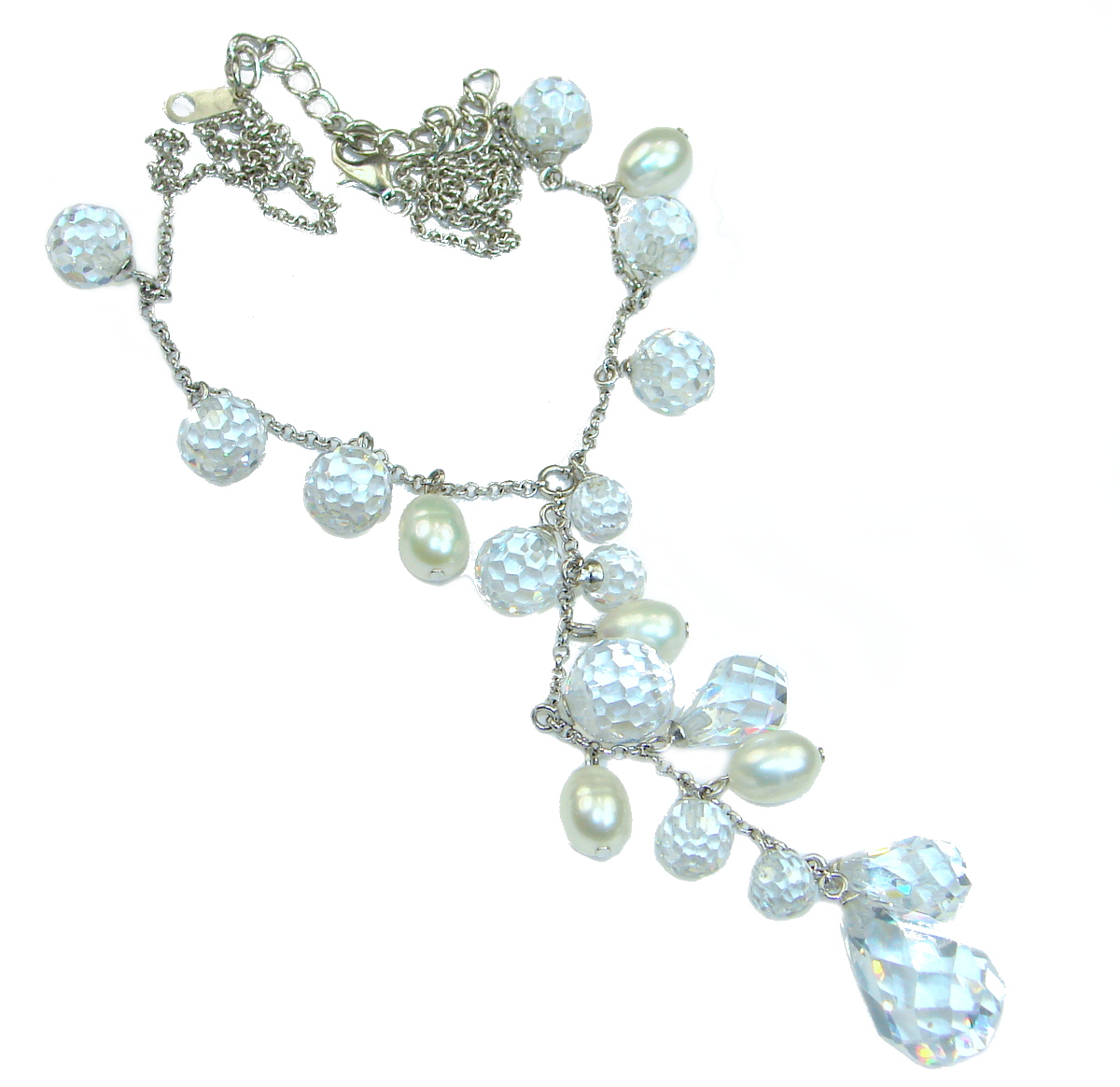 Great genuine White Topaz .925 Sterling Silver handmade Necklace