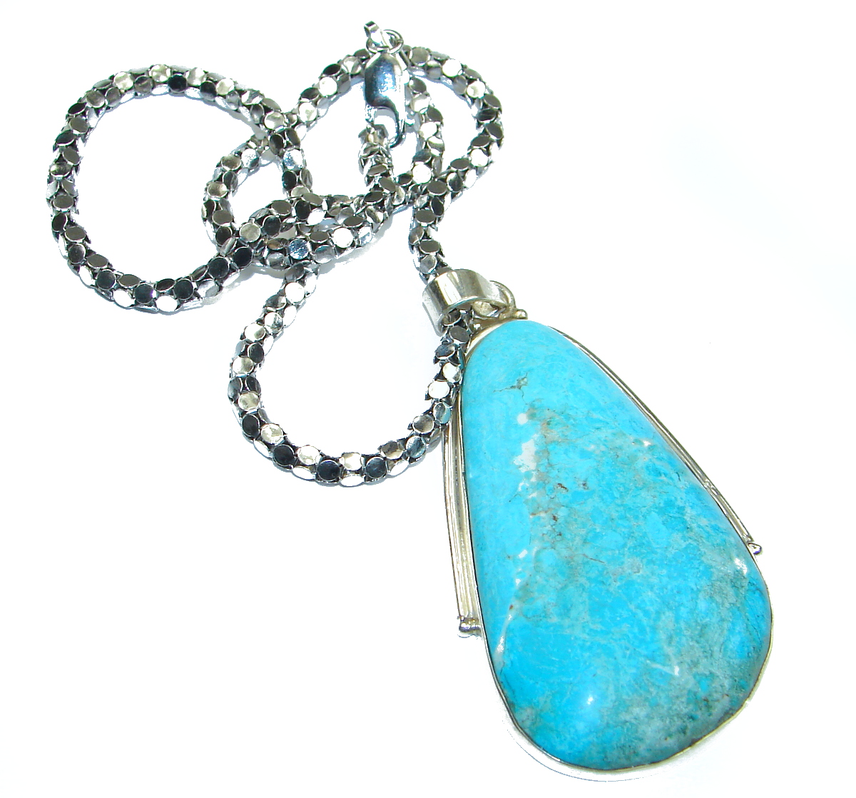Emily Blue Sea Sediment Jasper oxidized .925 Sterling Silver handmade necklace