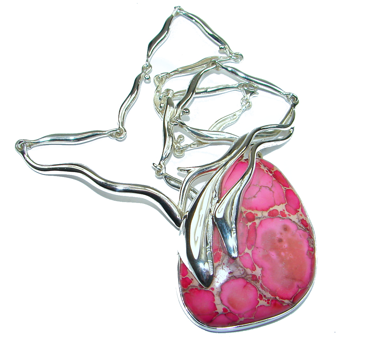 Julietta Pink Sea Sediment Jasper oxidized .925 Sterling Silver handmade necklace