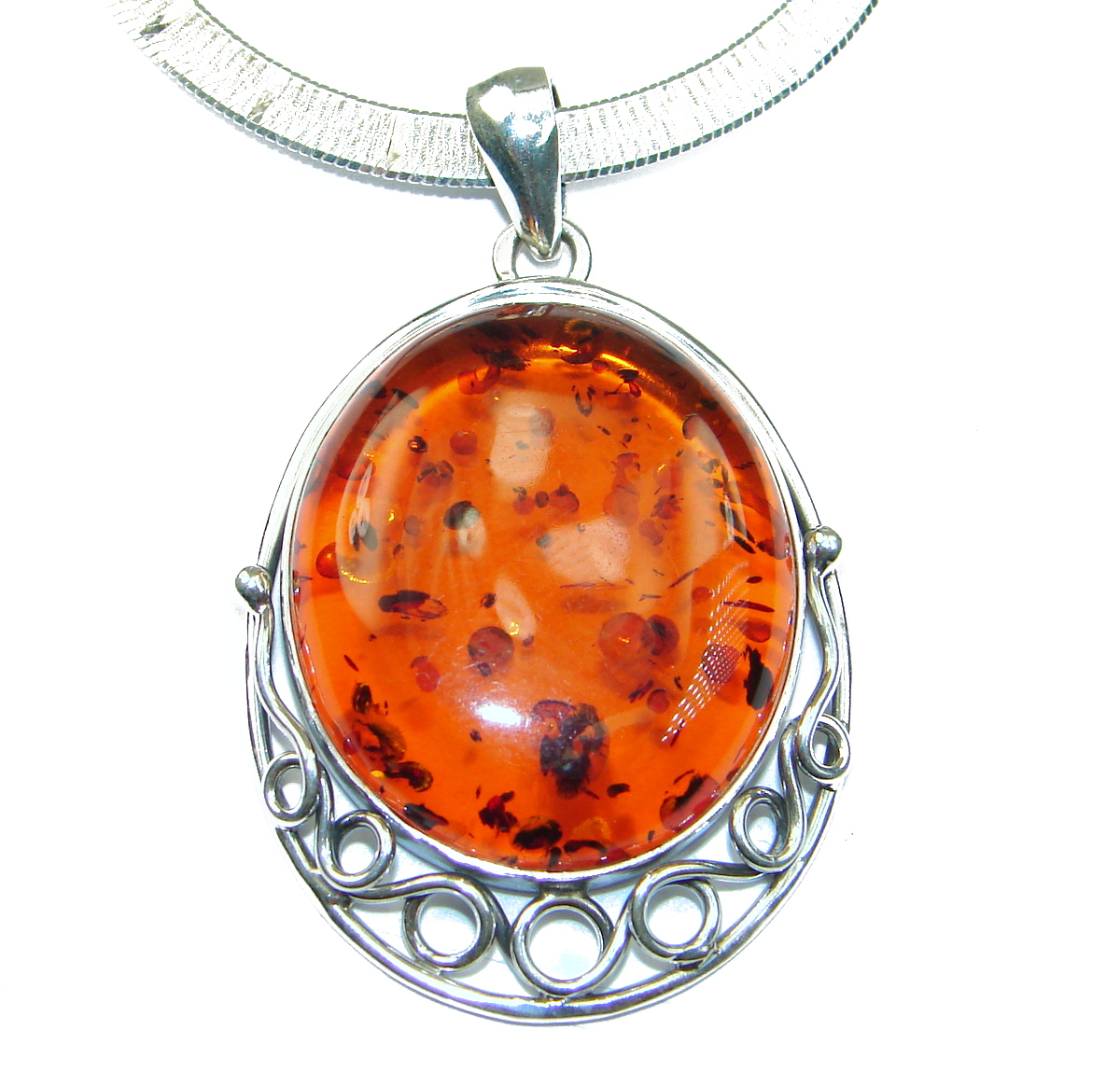 Natural Baltic Amber .925 Sterling Silver HANDMADE necklace
