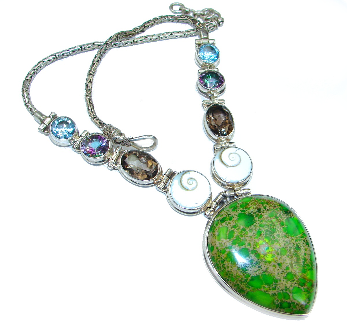 Emily Sea Sediment Jasper oxidized .925 Sterling Silver handmade necklace