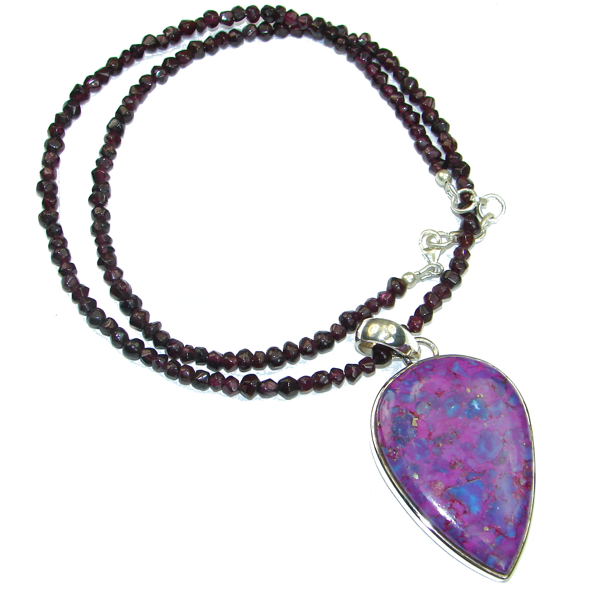 Stella Purple Sea Sediment Jasper .925 Sterling Silver handmade 20 inches longnecklace