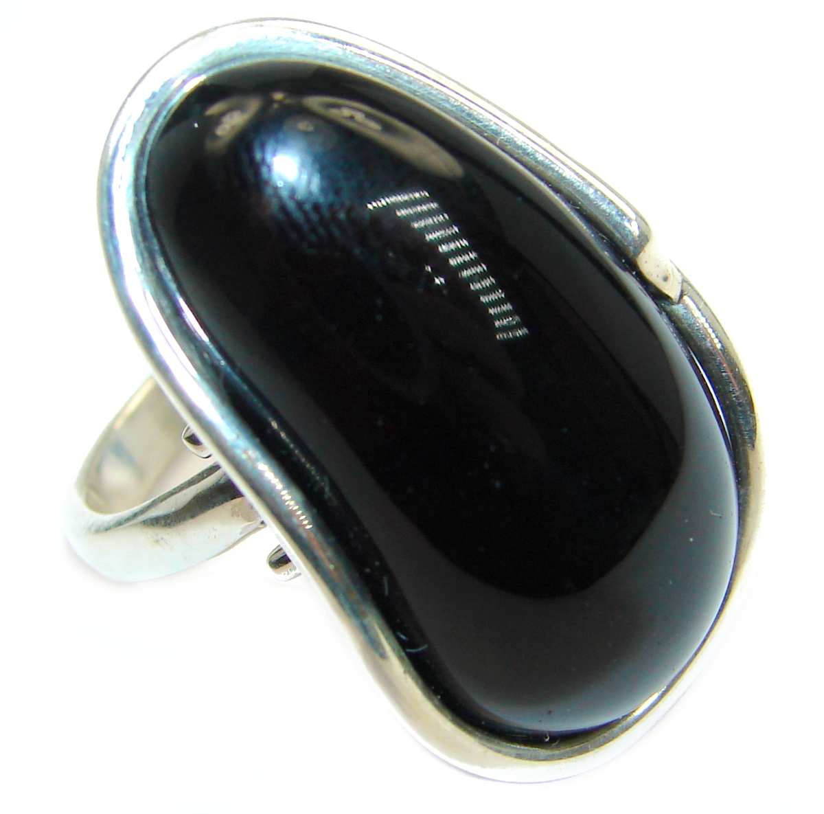 Huge Genuine Baltic Polish Amber .925 Sterling Silver handmade Ring size 8 adjustable