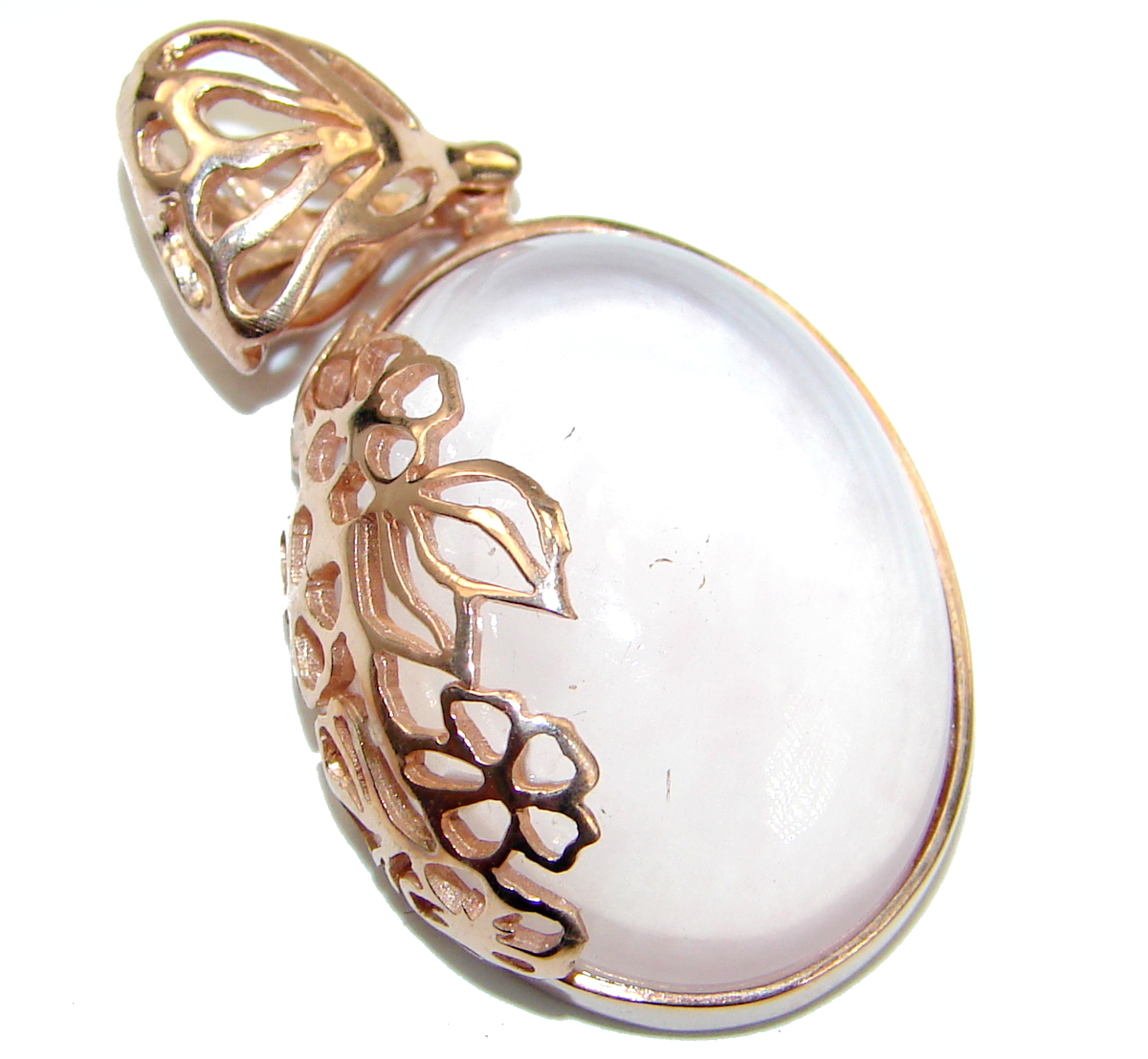 Perfection Rose Quartz 55ct Rose Gold over .925 Sterling Silver handcrafted Pendant
