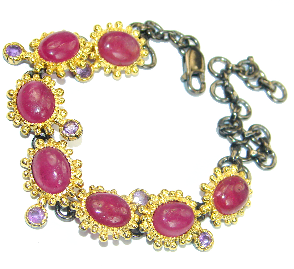 Flawless Passion Red Ruby 14K Gold over .925 Sterling Silver handcrafted Bracelet