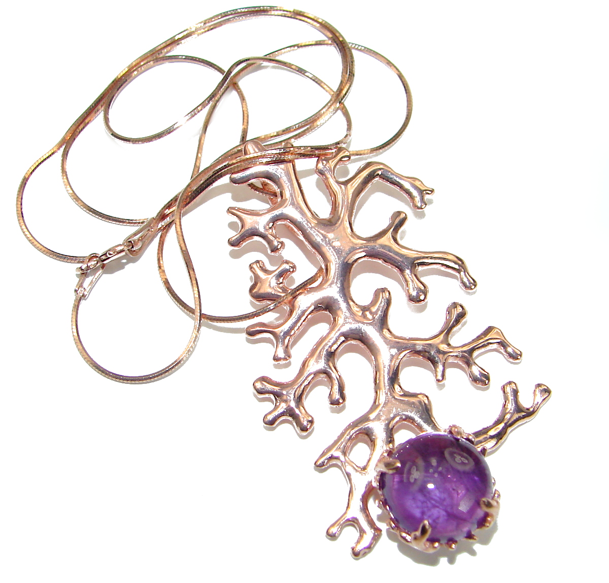 Great genuine Amethyst .925 Sterling Silver handmade 20 inches long Necklace