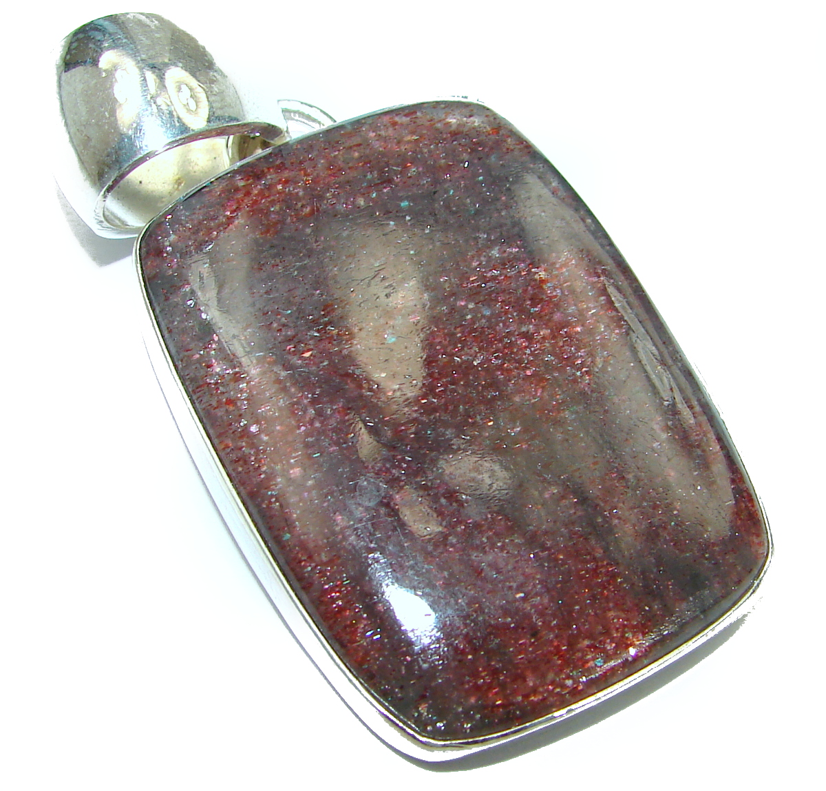 Huge Genuine Golden Calcite .925 Sterling Silver Pendant