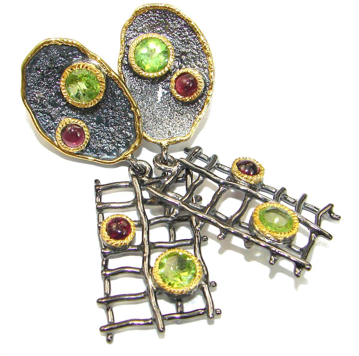 New Era Authentic Peridot Garnet .925 Sterling Silver handmade earrings