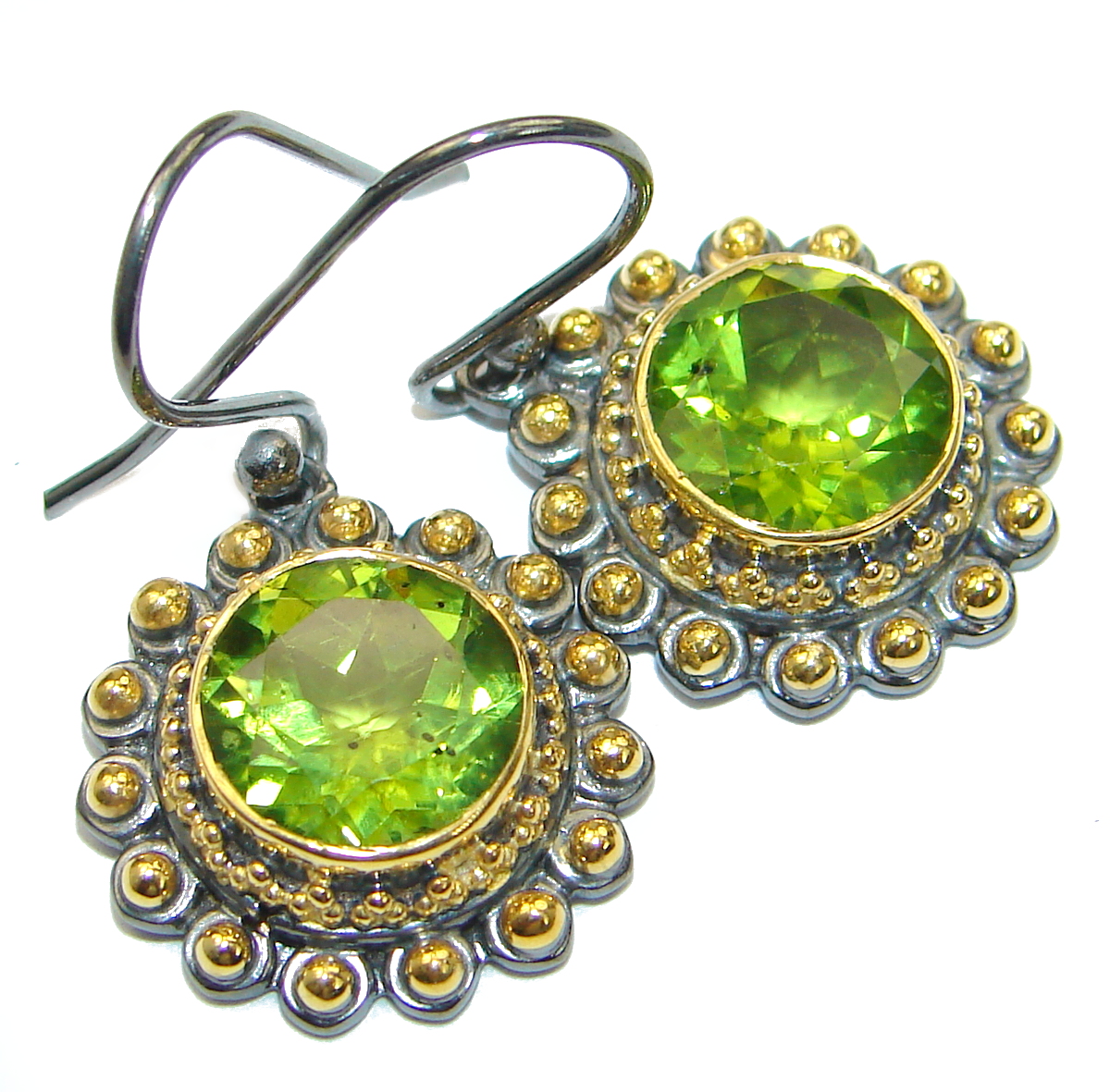 Bali Treasure Precious Peridot .925 Sterling Silver handcrafted earrings