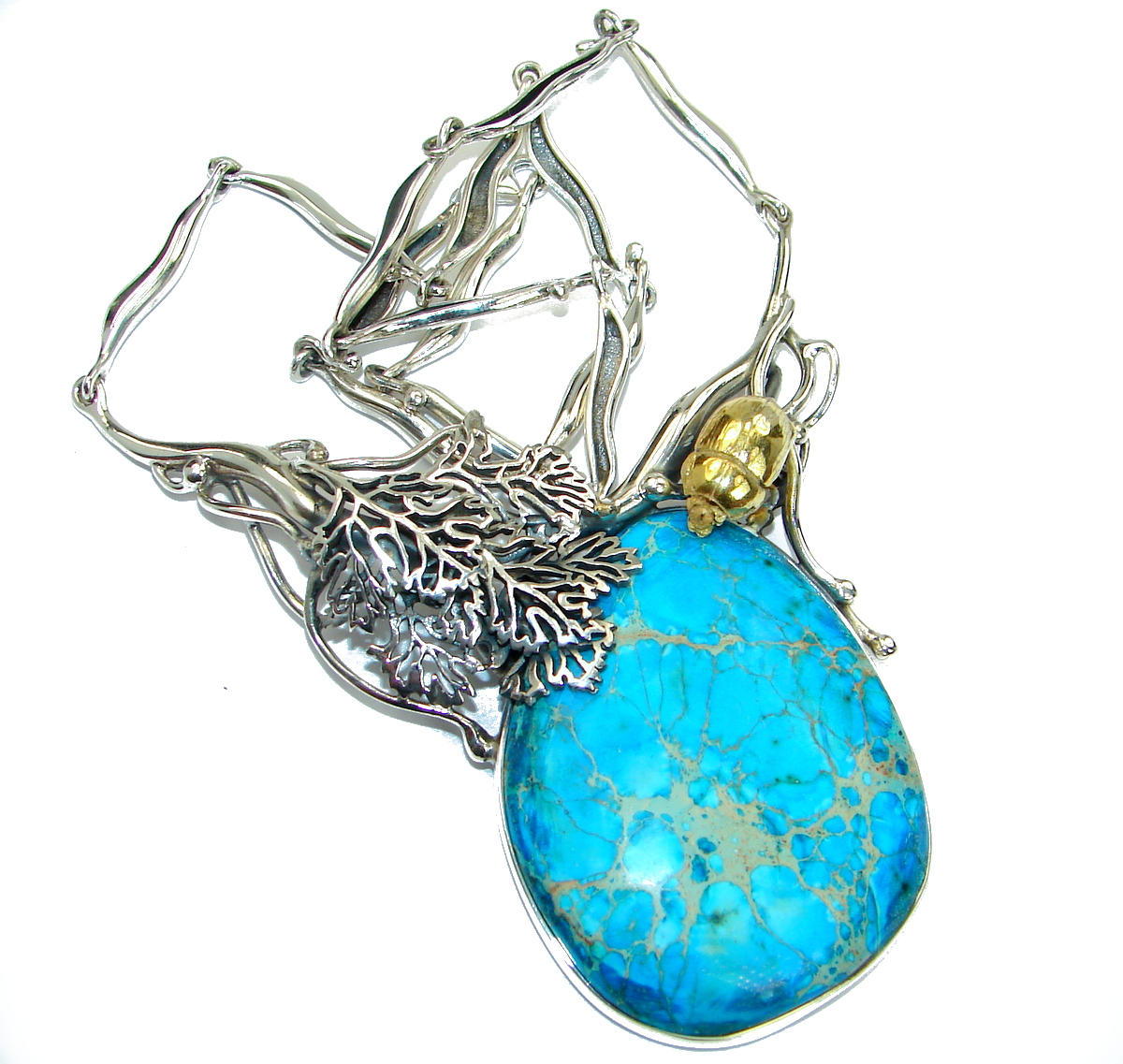 Julietta Blue Sea Sediment Jasper oxidized .925 Sterling Silver handmade necklace
