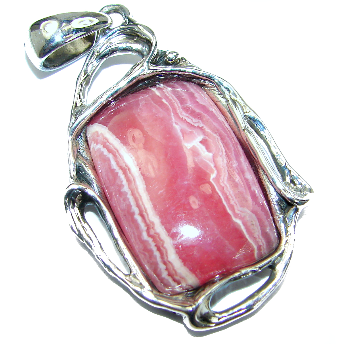 Pink Love Genuine Rhodochrosite .925 Sterling Silver handmade Pendant