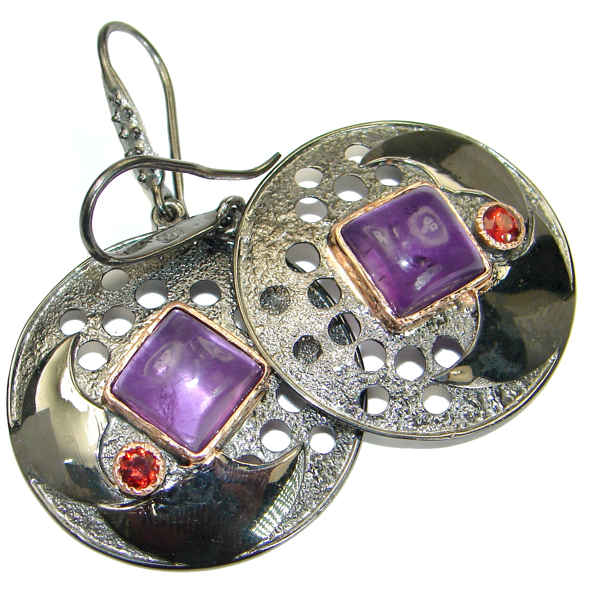 Perfect Amethyst 14K Gold over .925 Sterling Silver handmade earrings