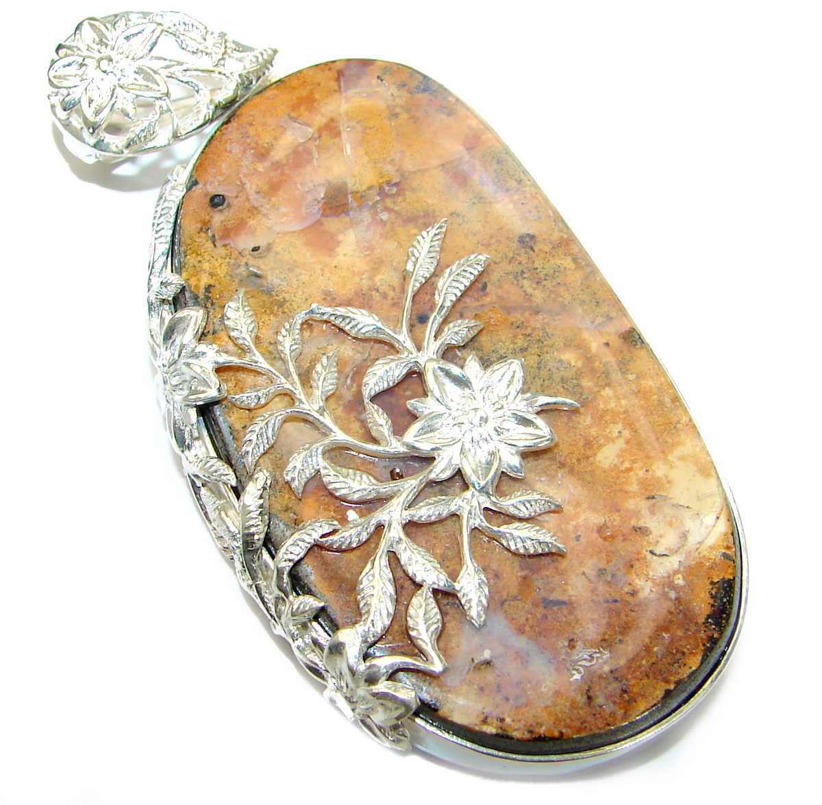 Huge Authentic Australian Boulder Opal .925 Sterling Silver handmade Pendant