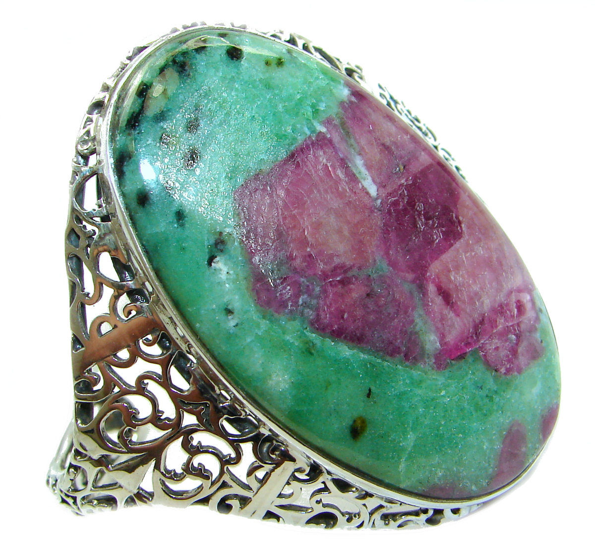 Beauty of Nature Ruby in Zoisite handmade .925 Sterling Silver Bracelet / Cuff
