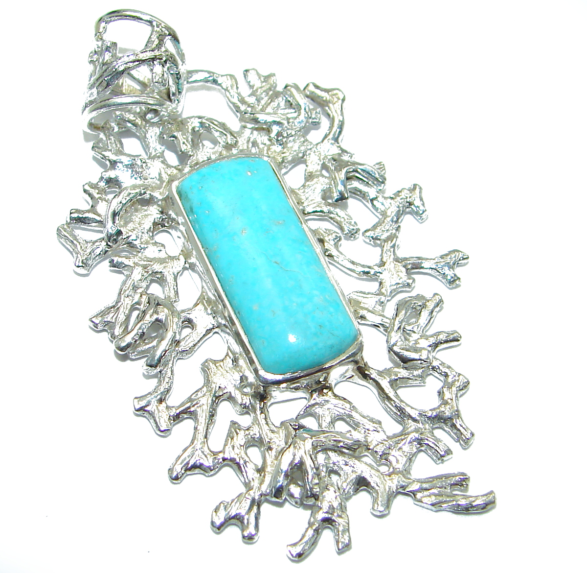 Exquisite Sleeping Beauty Turquoise .925 Sterling Silver handmade Pendant
