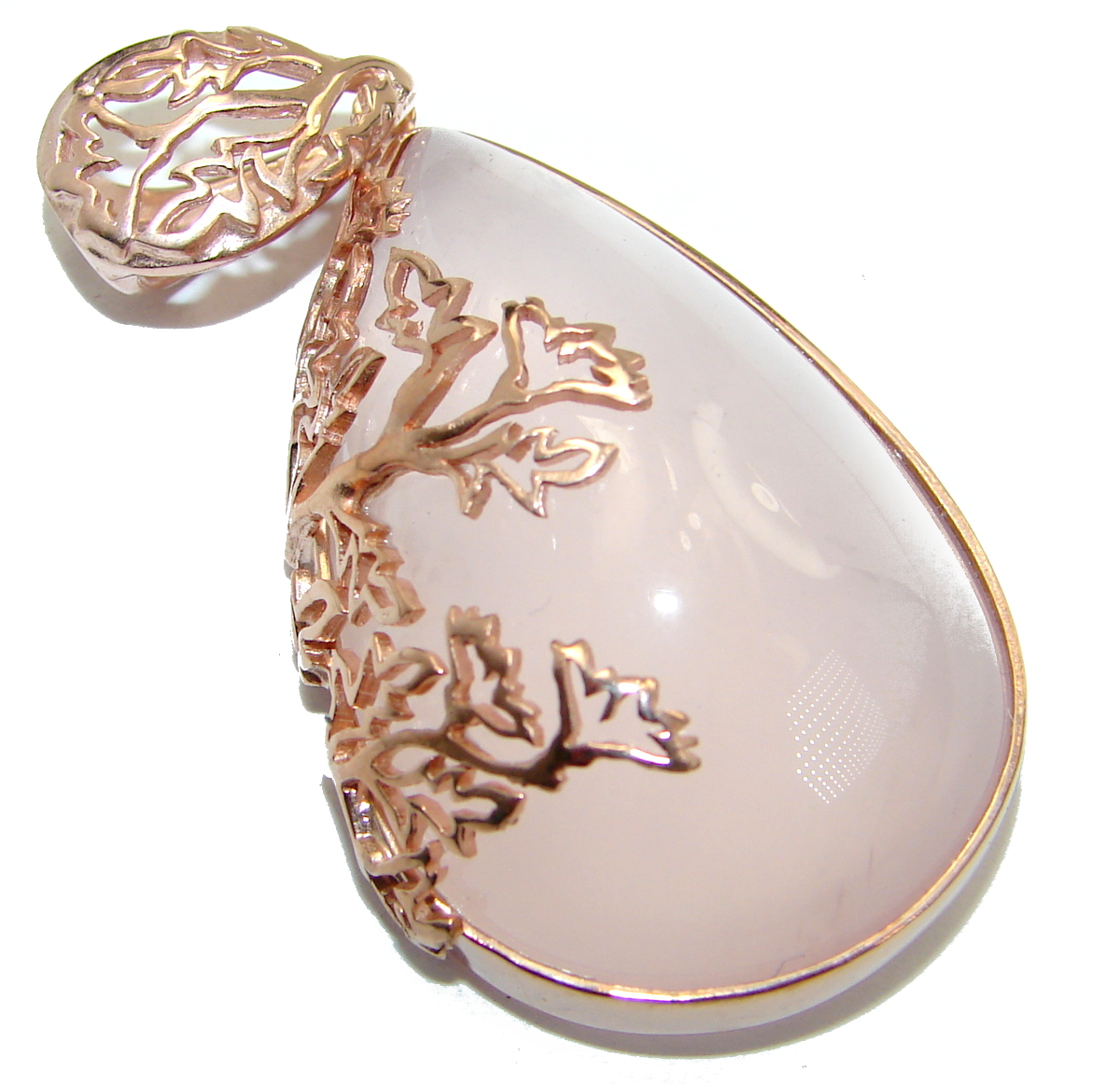 Timeless Beauty Rose Quartz 103ct Rose Gold over .925 Sterling Silver handcrafted Pendant