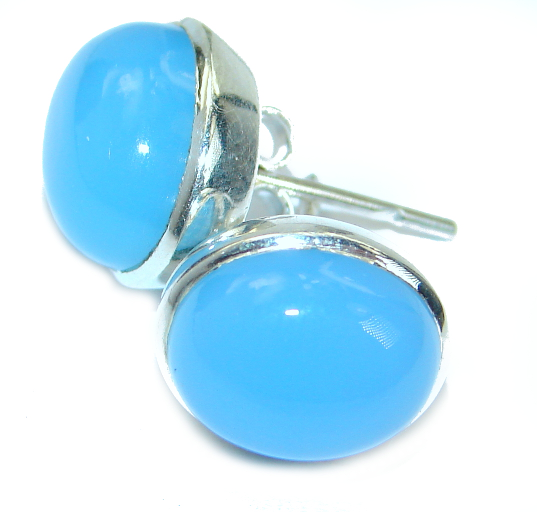 Simple Design excellent 15 mm Chalcedony Agate .925 Sterling Silver earrings