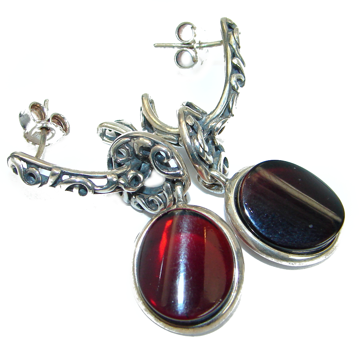 Genuine Baltic Amber .925 Sterling Silver Earrings
