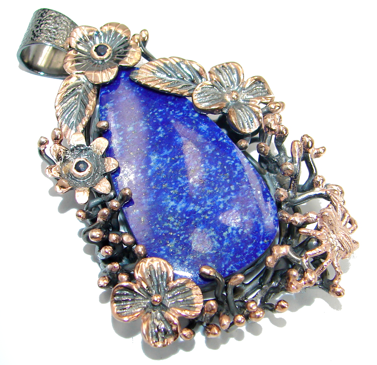 Genuine Blue Lapis Lazuli .925 Sterling Silver handmade Pendant