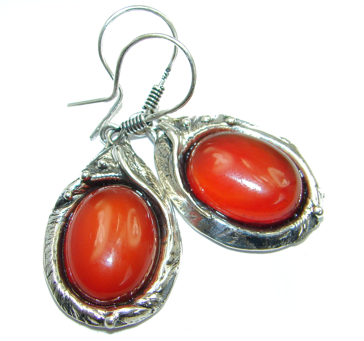 Sublime Orange Carnelian .925 Sterling Silver handmade earrings