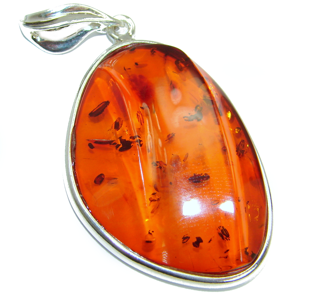 Natural Baltic Amber .925 Sterling Silver handmade Pendant