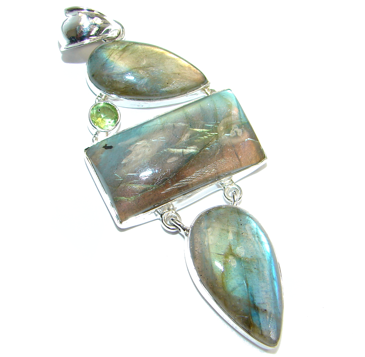 True Power genuine Fire Labradorite .925 Sterling Silver handmade Pendant