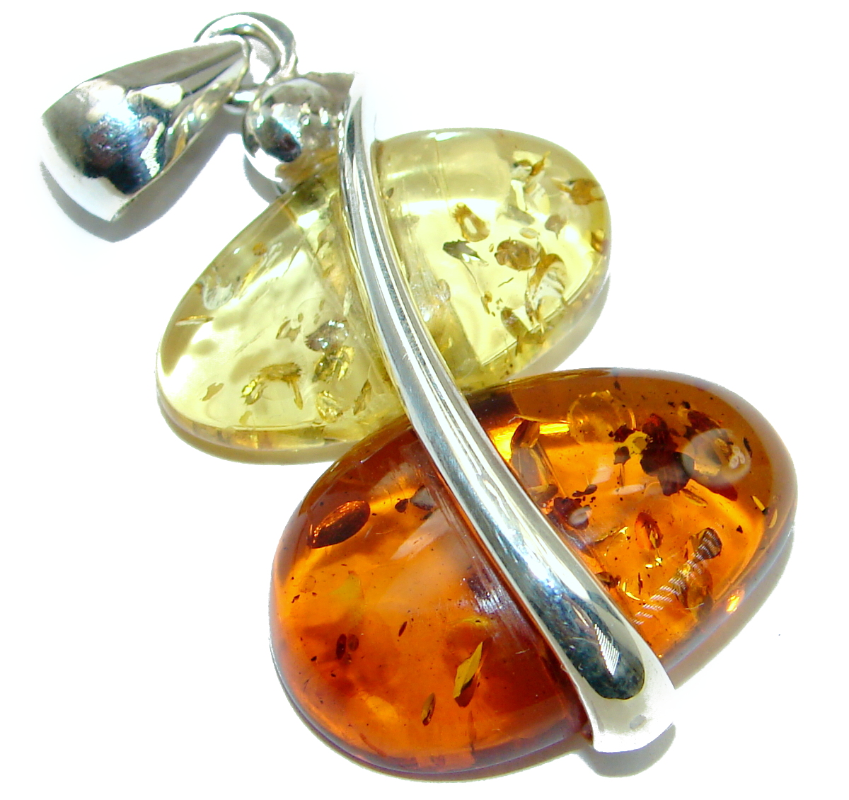 Natural Baltic Amber .925 Sterling Silver handmade Pendant