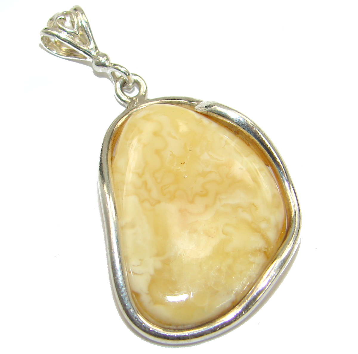 Perfection Natural Baltic Butterscotch Amber .925 Sterling Silver handmade Pendant