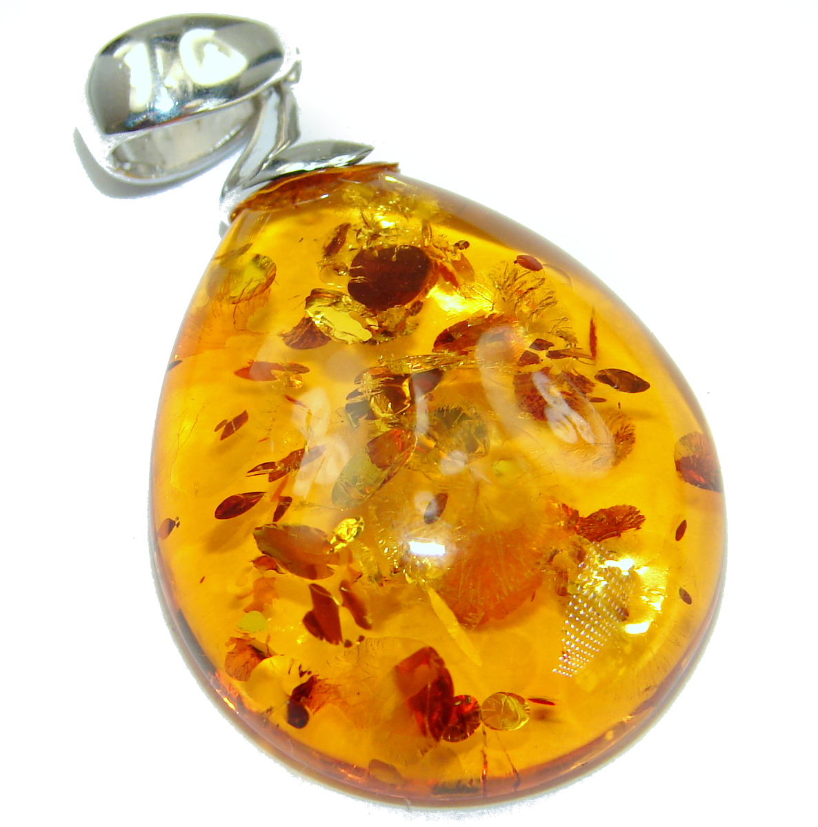 Natural Baltic Amber .925 Sterling Silver handmade Pendant