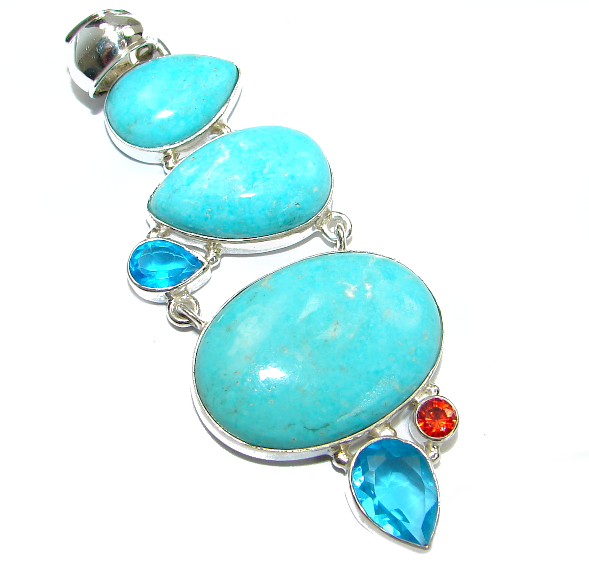 Exquisite Sleeping Beauty Turquoise .925 Sterling Silver handmade Pendant
