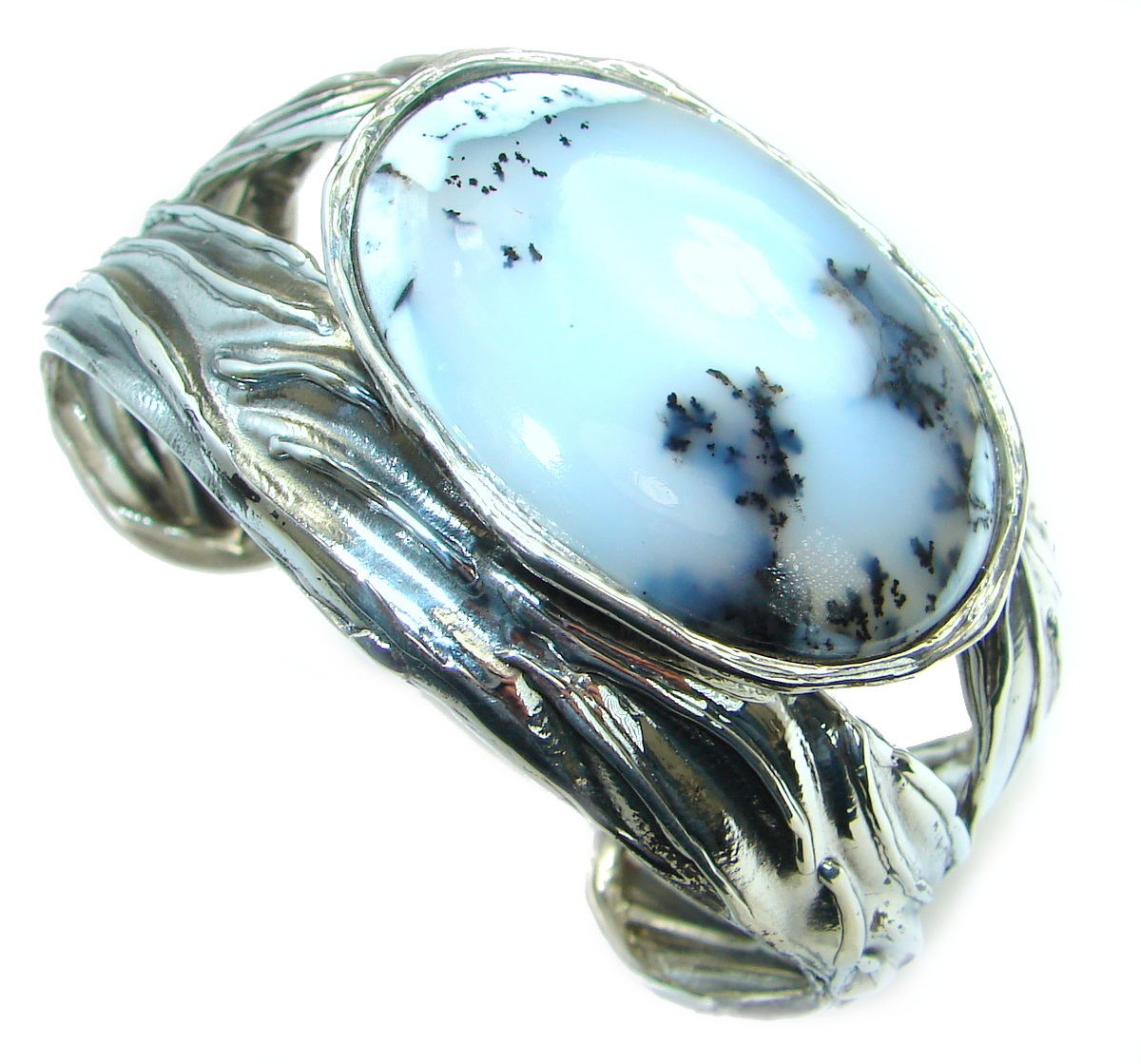 Huge Dendritic Agate oxidized .925 Sterling Silver Cuff/Bracelet