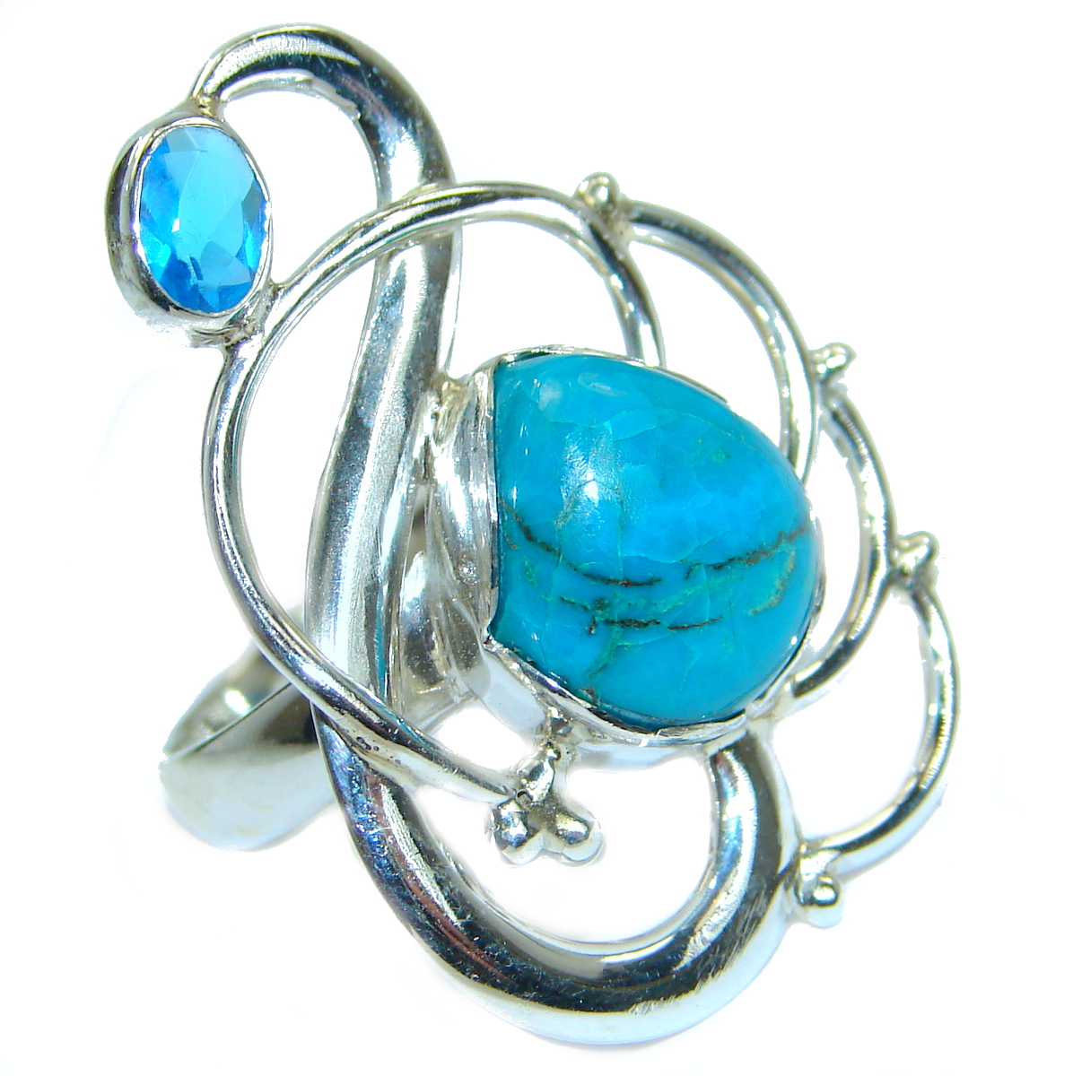 Stone Of Harmony Parrots Wing Chrysocolla Sterling Silver ring s. 7 1/4