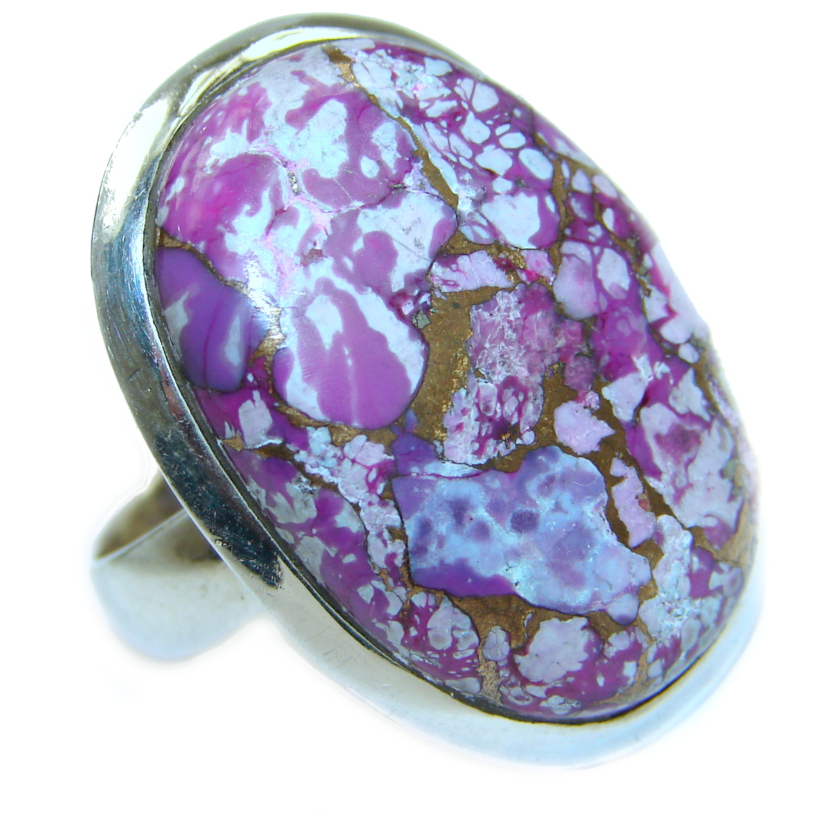 Huge Purple Turquoise .925 Sterling Silver ring; s. 8